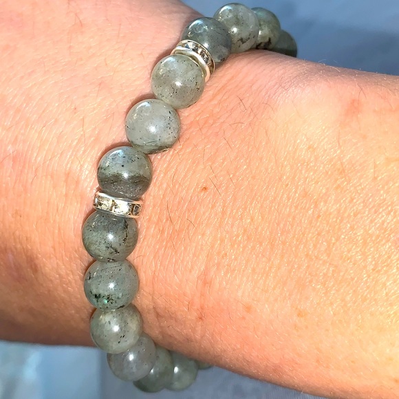 🪬2/$20🪬New✋🏼Made 8mm Natural Flashy⚡️Labradorite Healing Stretch Bracelet - Picture 12 of 15